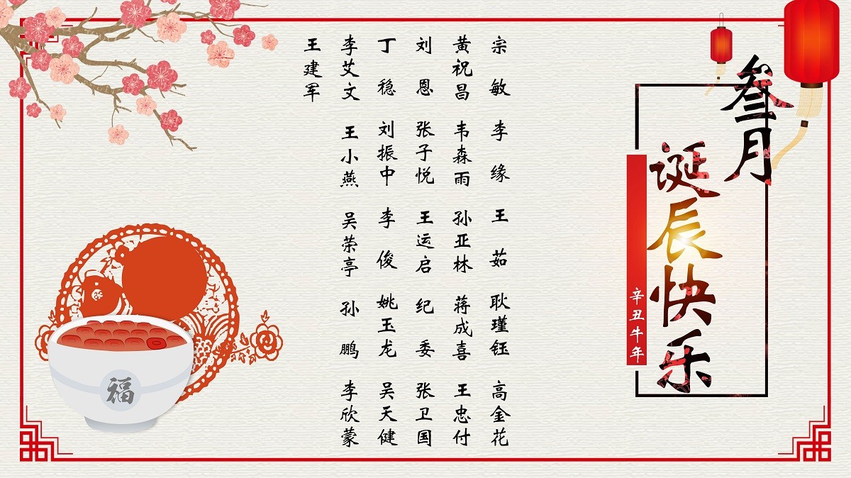 【生日祝福】恭祝03月生日的員工生日快樂！