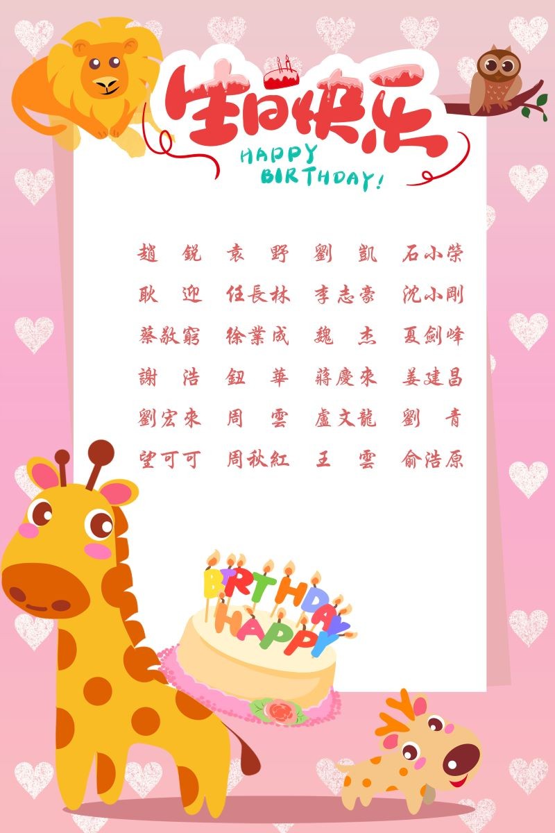【生日祝福】恭祝08月生日的員工生日快樂！